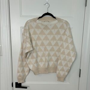 GENERRA Beige and Cream Geometric Sweater